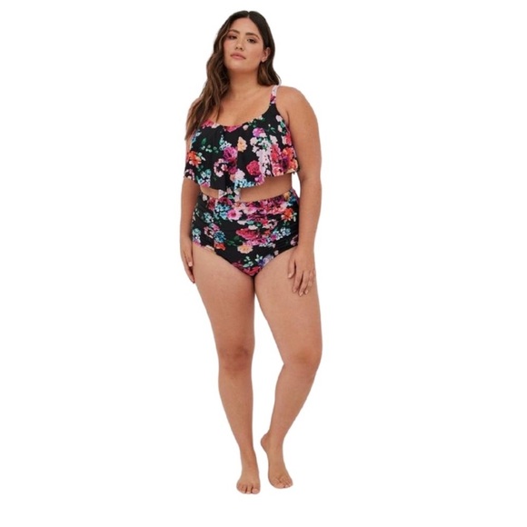 TORRID ruched floral high-waisted swim bottom - Picture 5 of 10